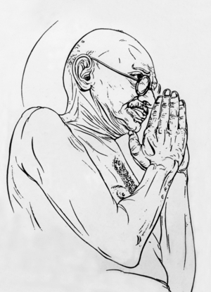 Mohandas Karamchand Gandhi (1869-1948) aka Mahatma Gandhi, Indian politician and nationalist, anonymous drawing