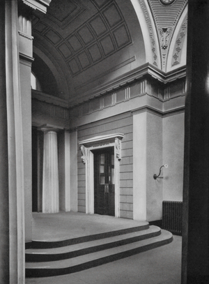 Bank of England: Princess Street Vestibule, Doorway to Accountants' Bank Note Office, 1804-5, Architect Soane (b/w photo)