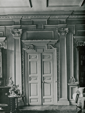 In the Library, Thorpe Hall, Circa 1655 (b/w photo)