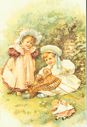 Children with Toys Magazine Plate, UK, 1880s
