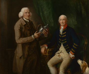 Portrait of William Anne Hollis,4th Earl of Essex,Presenting a Cup to Thomas Clutterbuck of Watford, c.1784-1785 (Oil on canvas)
