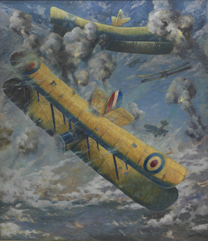 An Aerial Fight, 1918 (oil on canvas)
