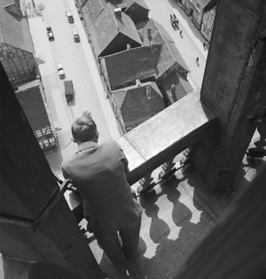 At the city of Tangermuende, Germany 1930s (b/w photo)