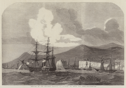 Arrival of the Gun-Boat Flotilla at Madeira, En Route for China (engraving)