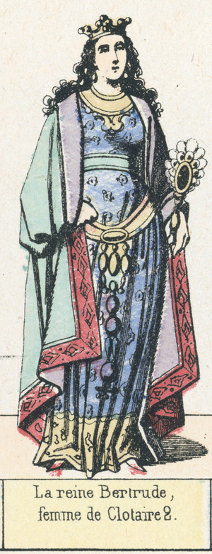 La reine Bertrude, femme de Clotaire 2 (coloured engraving)