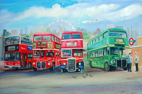 Buses, 2007 (oil on panel)
