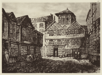 Old Manchester: Old House, top of Smithy Door (litho)