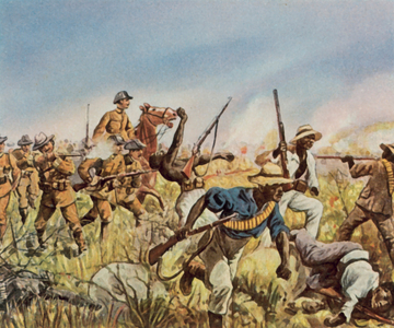 Captain Franke fighting against the Hereros, 1904 (enhanced colour litho)