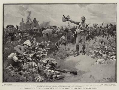 An Unexpected Find, a Scene in a Deserted Farm in the Orange River Colony (litho)