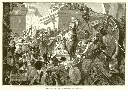 The return of Alcibiades to Athens (engraving)