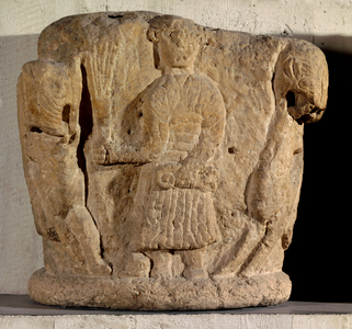 Daniel in the lion's den, 1030-40 (limestone)