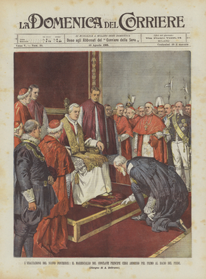 The Exaltation Of The New Pontiff, The Marshal Of The Prince Chigi Conclave Admitted For The First To Kiss The Foot (colour litho)