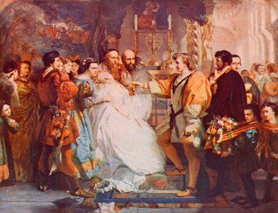 Shakespeare: The Repudiation of Hero, Much Ado about Nothing, Act IV, Scene 1 (colour litho)