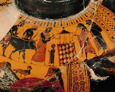 A procession leading a sacrificial bull …