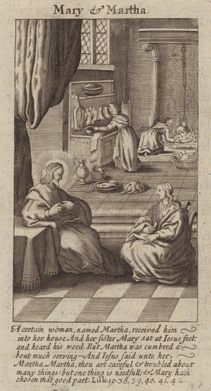 Jesus Christ in the house of Mary and Martha (engraving)