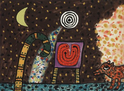 Spirit of the Little Dog No. 1, 1972 (gouache on paper)