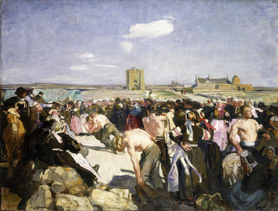 A Wrestling Match,  (oil on canvas)