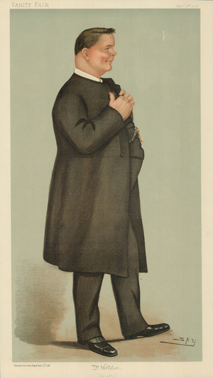 James Edward Cowell Weldon, The Bishop-Designate of Calcutta, Calcutta, 17 November 1898, Vanity Fair cartoon (colour litho)