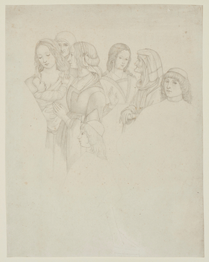 Pietro Bufalini and his family at the burial of San Bernardino from a Fresco in the Sta Maria Aracoeli, engraved by Carl Georg Christian Schumacher (1797-1869) c.1821-25 (graphite)