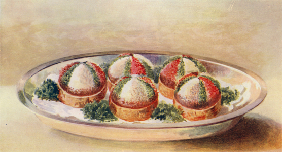 Aigrettes of Cold Salmon (colour litho)