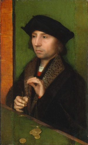 Man Weighing Gold, c.1515-20 (oil on wood)