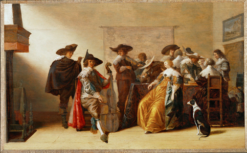 Society scene (painting on oakwood)