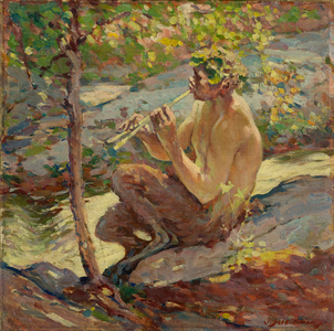 Faun, late 19th century to early 20th century (oil on board)