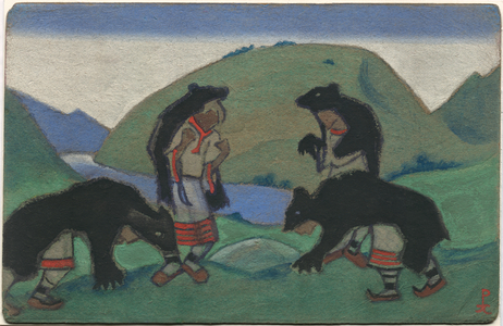 Elders in Bearskins, décor and costume design for Stravinsky's ballet 'Le Sacre du Printemps', 1944 (tempera on cardboard)
