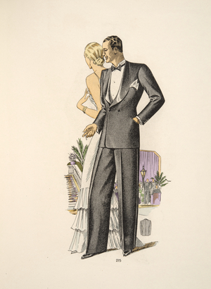Gentleman's Dinner Suit, illustration from Mode Officielle, pub. 1936 (colour litho)