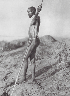 Africa: Northern Dinka from the White Nile (b/w photo)
