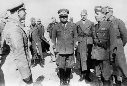 Erwin Rommel with the Generals Bastico and Gambara, 1942 (b/w photo)