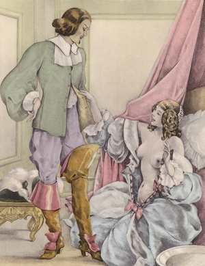 Brunelleschi illustration for Contes et Nouvelles de La Fontaine (colour litho)