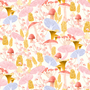 Mushroom medley pattern light, 2022 (graphite pencil & digital)