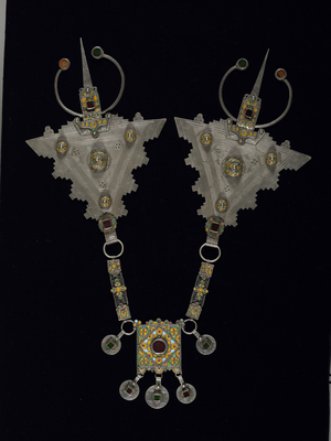 Clasp For Woman's Garment, 1880-1920 (silver, enamel, glass, gemstones & coins)