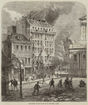 Explosion in the Place de la Sorbonne, Paris (engraving)