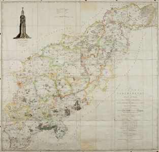 18th century map of the county of Northamptonshire.