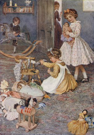 Illustration for What Katy Did At Home (colour litho)