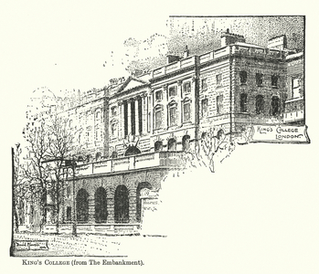 King's College, from The Embankment (litho)