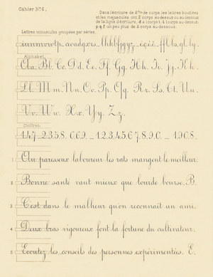 Cahier regle a 2 millimetres, modeles a reproduire, c.1890 (impression)