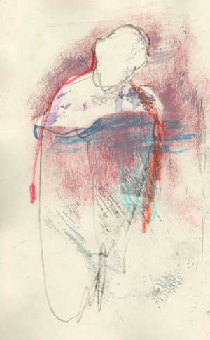 Sketchbook 7, 2024 (tempera paint, crayon, pencil on paper)