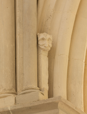 Sculpted detail. Basilica of Saint Madeleine, Vezelay, 1120-1150 (photography)