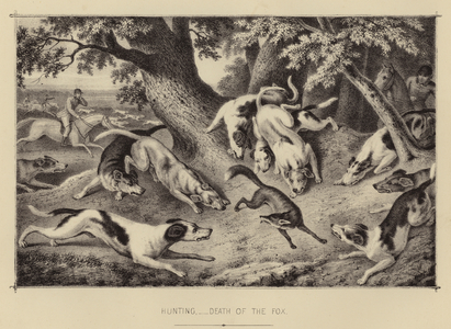 Hunting, Death of the Fox (colour litho)