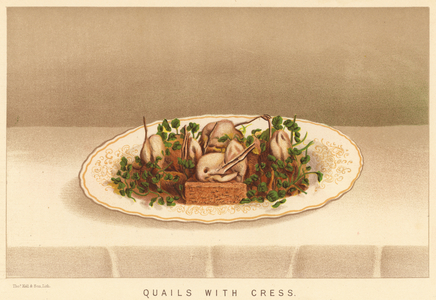 Quails with Cress (colour litho)