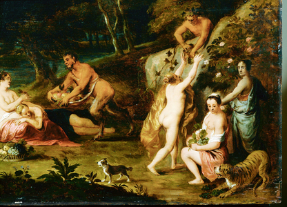 Landscape with nymphs and satyrs (painting on canvas)
