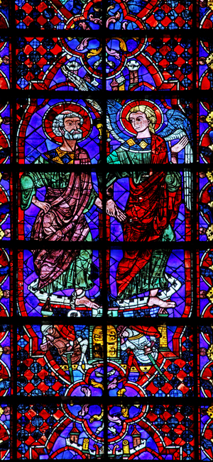 St Peter - led out of prison by an angel (w105) (stained glass)