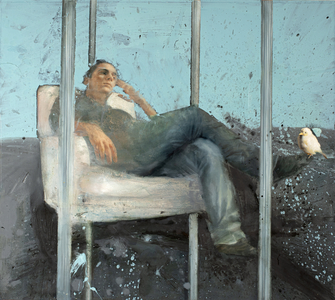 Meditation with Sparrow, 2023 (oil on canvas)