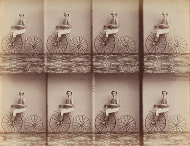 Michaux sur son vélocipède (Michaux on His Bicycle), 1867 (albumen print)