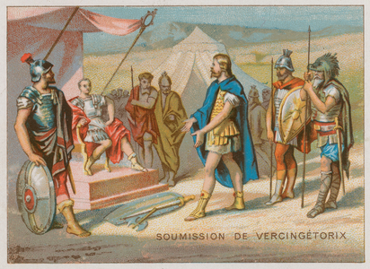 The Submission of Vercingetorix to Caesar (chromolitho)