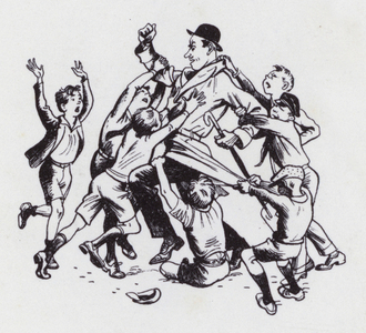 Illustration for Emil and the Detectives (colour litho)