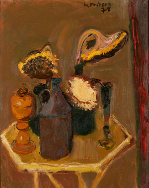 Still Life with Sun Flowers (oil on canvas)